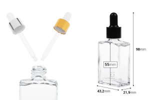 30 ml transparente Glasflasche mit Tropfer in verschiedenen Farben für Serum-εικόνα_διαστάσεις