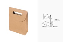 Geschenktüte aus Papier in brauner Farbe mit Klettverschluss 190x90x265 mm