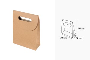 Geschenktüte aus Papier in brauner Farbe mit Klettverschluss 190x90x265 mm-2