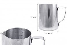 Stainless steel vessel (inox) 580 ml with graduation and handle