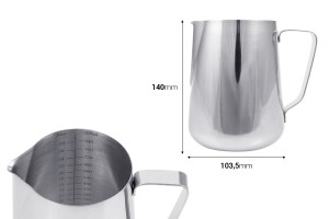 Edelstahlgefäß (inox) 900ml mit Graduierung und Henkel-2