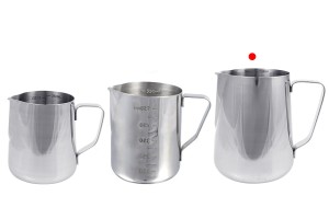 Edelstahlgefäß (inox) 900ml mit Graduierung und Henkel-3