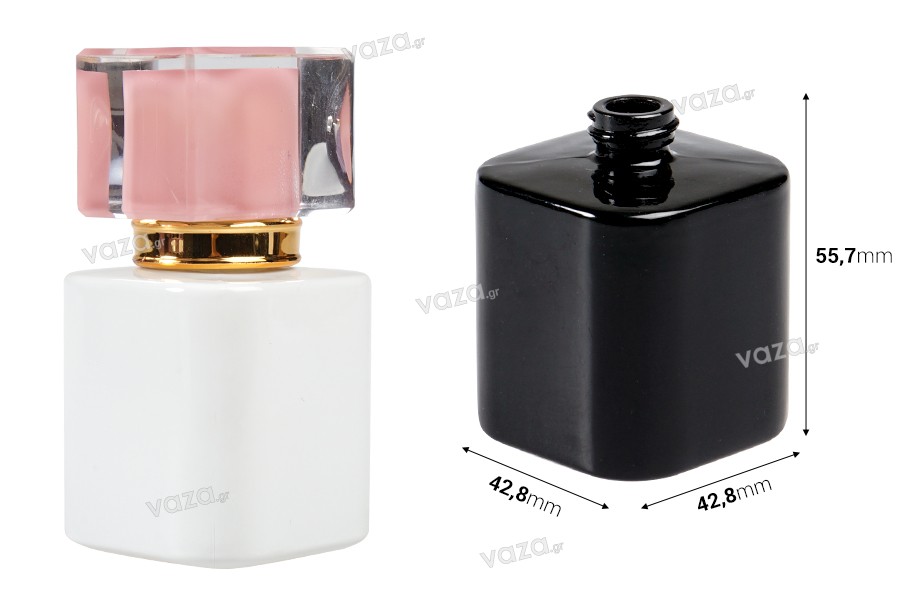 Flacon de parfum din sticlă de lux 30 ml (PP 15) în alb sau negru 