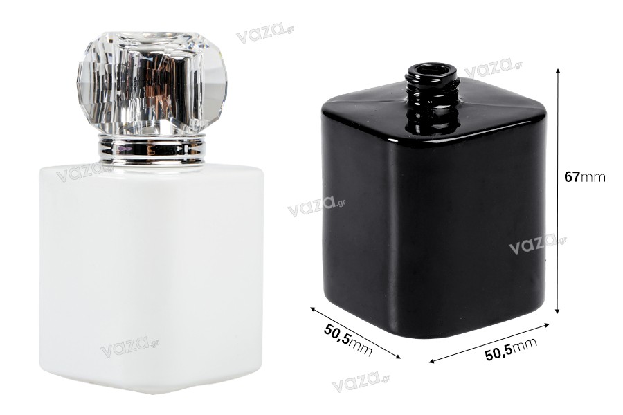Flacon de parfum en verre de luxe 50 ml (PP 15) en noir ou blanc