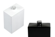 Shishe parfumi qelqi luksoz 100 ml (PP 15) ne forme drejtkendeshe ne ngjyre te bardhe ose te zeze