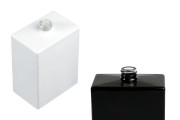 Flacon de parfum de luxe en verre 100 ml (PP 15) de forme rectangulaire de couleur blanche ou noire