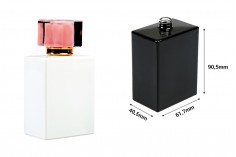 Luxus-Parfümflasche aus Glas 100 ml (PP 15) in rechteckiger Form in weißer oder schwarzer Farbe