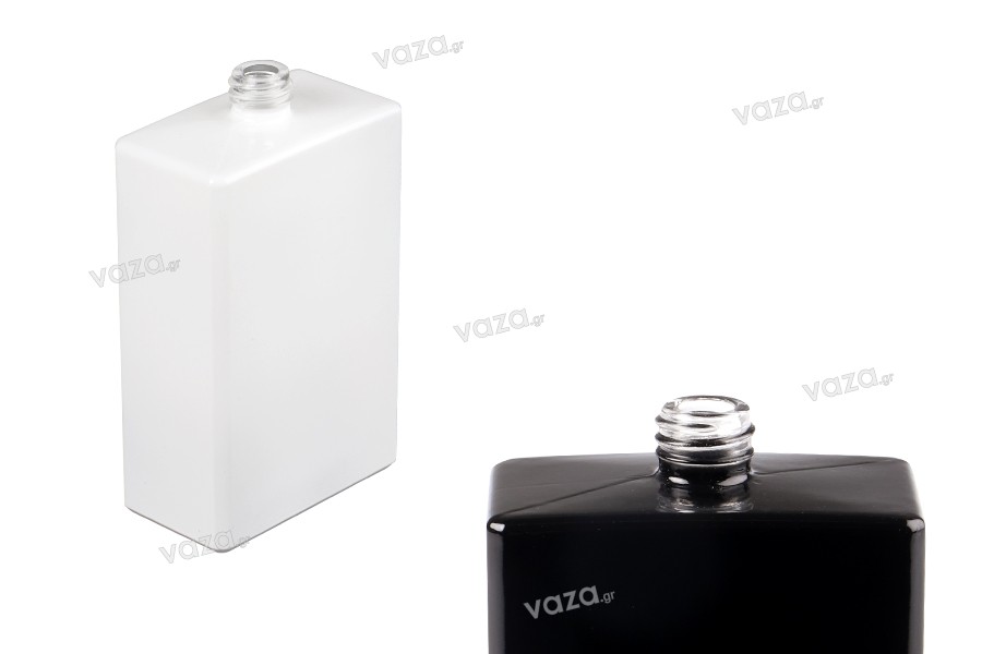 Γυάλινη φιάλη αρωμάτων 100ml (15/400) σε ορθογώνιο σχήμα μαύρο ή λευκό χρώμα