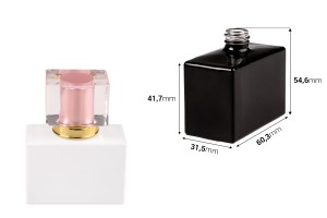 30-ml-Parfümflasche aus rechteckigem Glas (15/400), in schwarzer oder weißer Farbe-bildabmessungen