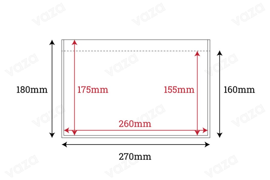 Selbstklebende Hüllen für Kurierbegleitpapiere (Packliste) 270x180mm - 100 Stk-εικόνα_διαστάσεις
