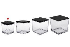 Vase carré décoratif en verre 130 ml de 60 x 60 x 60 mm avec couvercle en bois pour bougie-5
