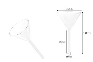 Glastrichter - Durchmesser 75 mm (Endung 10 mm)-εικόνα_διαστάσεις