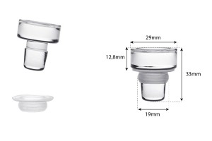 Glass stopper Φ 19 in clear color-εικόνα_διαστάσεις