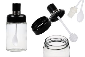 Set aus 200-ml-Glasgefäßen mit individuellem Löffel, Schöpflöffel und Pinsel-1