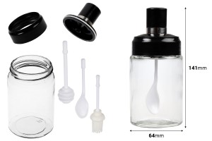 Set aus 200-ml-Glasgefäßen mit individuellem Löffel, Schöpflöffel und Pinsel-2
