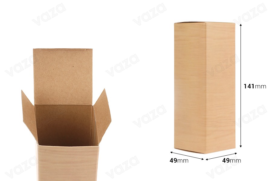 KArtonschachtel mit Holzmuster für Flaschen je 100ml 49x49x141 -50 Stk-εικόνα_διαστάσεις