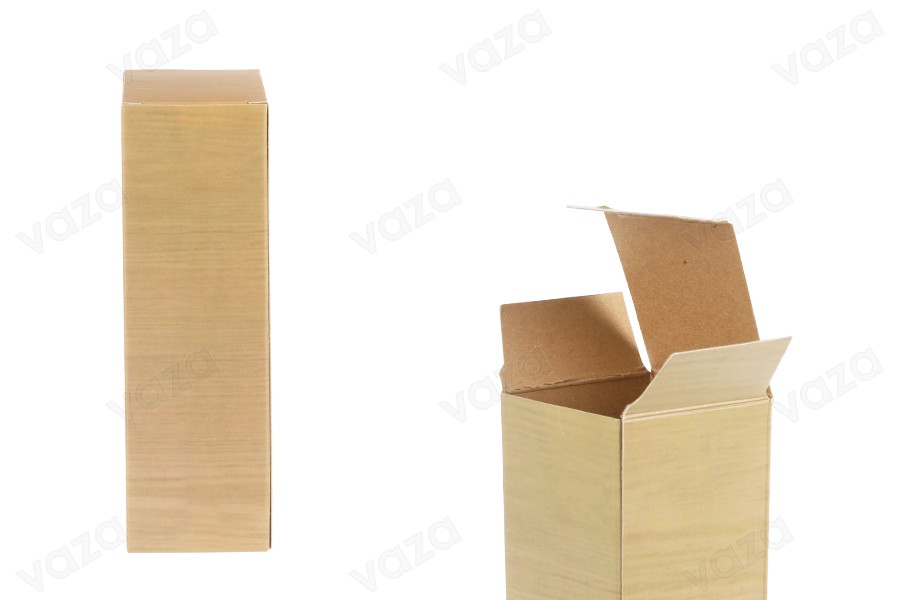 Kartonschachtel mit Holzmuster für Flaschen 100ml für Mandelöl,  46x46x160 - 50 Stk-εικόνα_προϊοντική