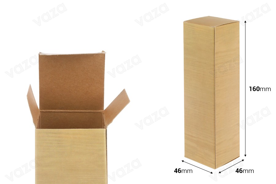 Kartonschachtel mit Holzmuster für Flaschen 100ml für Mandelöl,  46x46x160 - 50 Stk-εικόνα_διαστάσεις