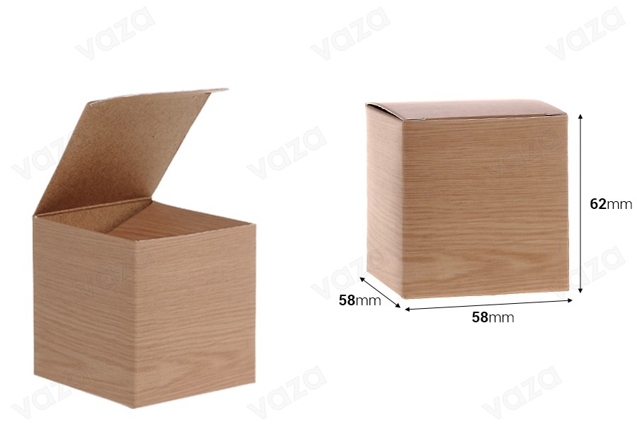 Kleine Kartonschachtel mit Holzmuster,  geeignet für Mini Gläser 30ml und 50ml 58x58x62-bildabmessungen