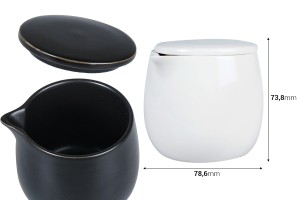 200ml Keramikbehälter mit Deckel und Düse für Wachs in mattschwarz oder weiß-εικόνα_διαστάσεις