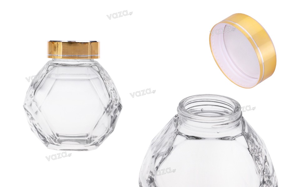 200 ml glass jar with gold lid for honey