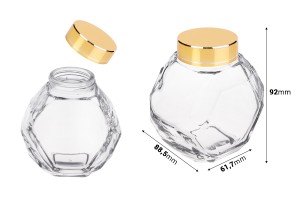 200 ml Glasgefäß mit goldenem Deckel für Honig-εικόνα_διαστάσεις
