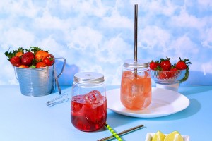 Plastikglas (PET) 500 ml in klarer Farbe mit Deckel für Milch, Saft, Getränke – 6 Stück-εικόνα_σύνθεση