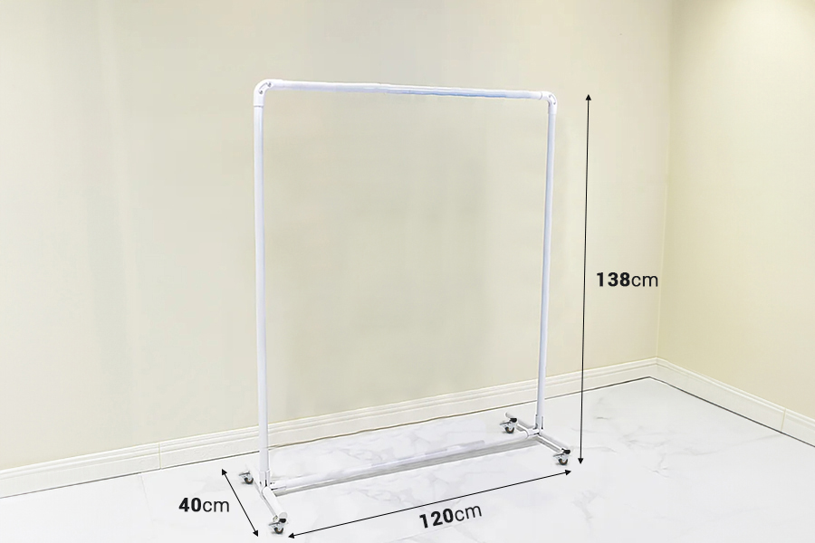 Bodenständer aus Metall 120x40x138 cm mit Rollen für Kleiderbügel