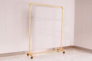 Metall-Bodenständer 120x40x135 cm in Goldfarbe mit Rollen für Kleiderbügel-1