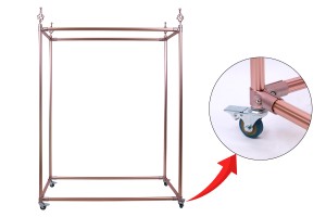 Metall-Bodenständer 110x40x150 cm in Roségold mit Rollen für Kleiderbügel-1