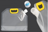 Doy Pack transparent 1,5L mit weißem Sicherheitsverschluss und Griff - 10 Stk