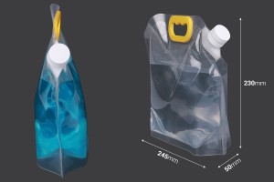 Doy Pack trasparente 1,5L con tappo di sicurezza bianco e maniglia - 10 pz-εικόνα_διαστάσεις