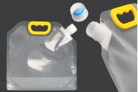 Doy Pack transparent 2L mit weißem Sicherheitsverschluss und Griff - 10 Stk