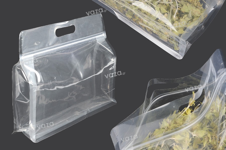 Doy Pack bags 295x40x230 mm transparent with zip closure and heat sealable - 50 pcs
