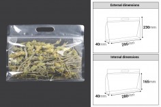 Doy Pack bags 295x40x230 mm transparent with zip closure and heat sealable - 50 pcs