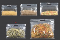 Doy Pack bags 295x40x230 mm transparent with zip closure and heat sealable - 50 pcs