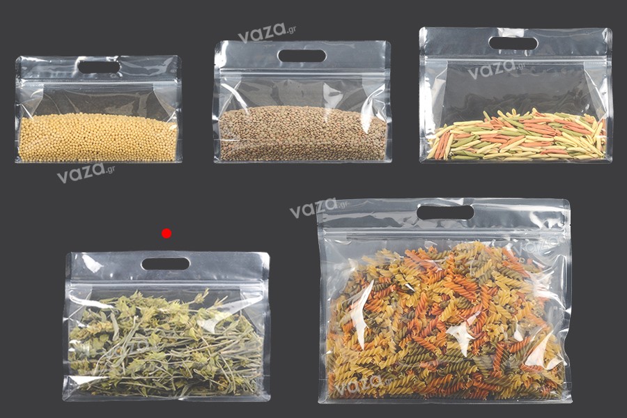 Doy Pack bags 295x40x230 mm transparent with zip closure and heat sealable - 50 pcs