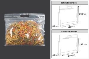 Sacs Doy Pack 345x40x295 mm transparents avec fermeture zippée et thermoscellables - 50 pcs-εικόνα_διαστάσεις
