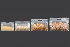 Doy Pack bags 255x40x190 mm translucent with zip closure and heat sealable - 50 pcs