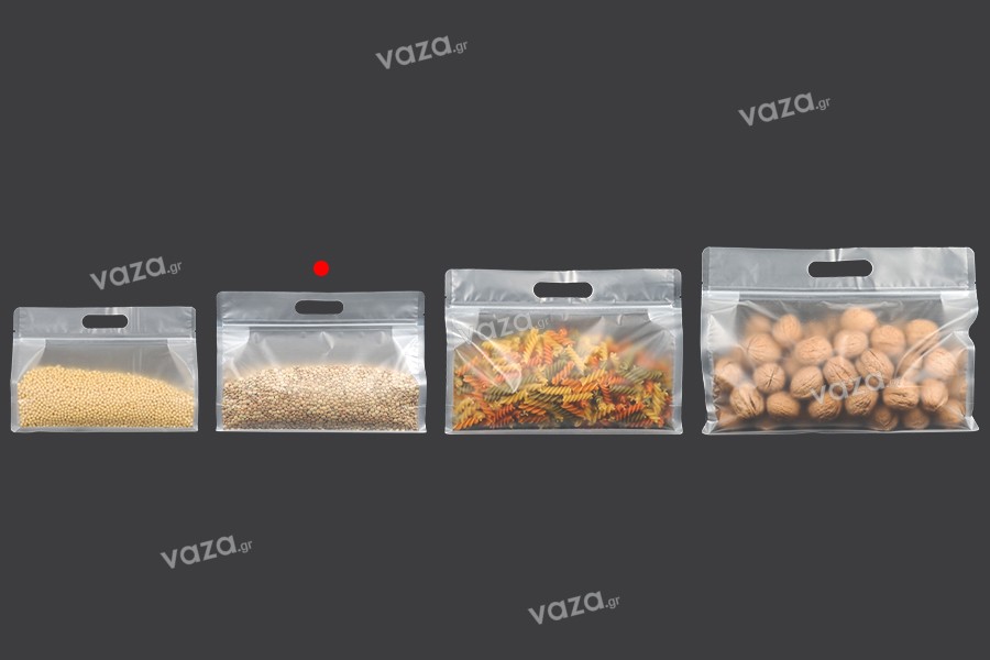 Doy Pack bags 255x40x190 mm translucent with zip closure and heat sealable - 50 pcs