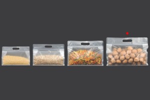 Sachets Doy Pack 295 x 40 x 230 mm translucides avec fermeture éclair, perforés et thermoscellables - 50 unités-εικόνα_σύνθεση