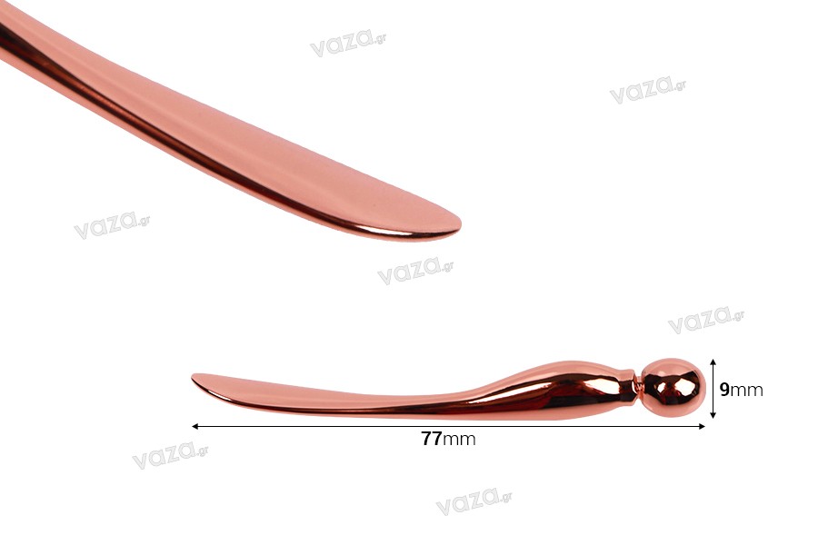 Spatula for cream metallic 77 mm rose gold with round end - 6 pcs