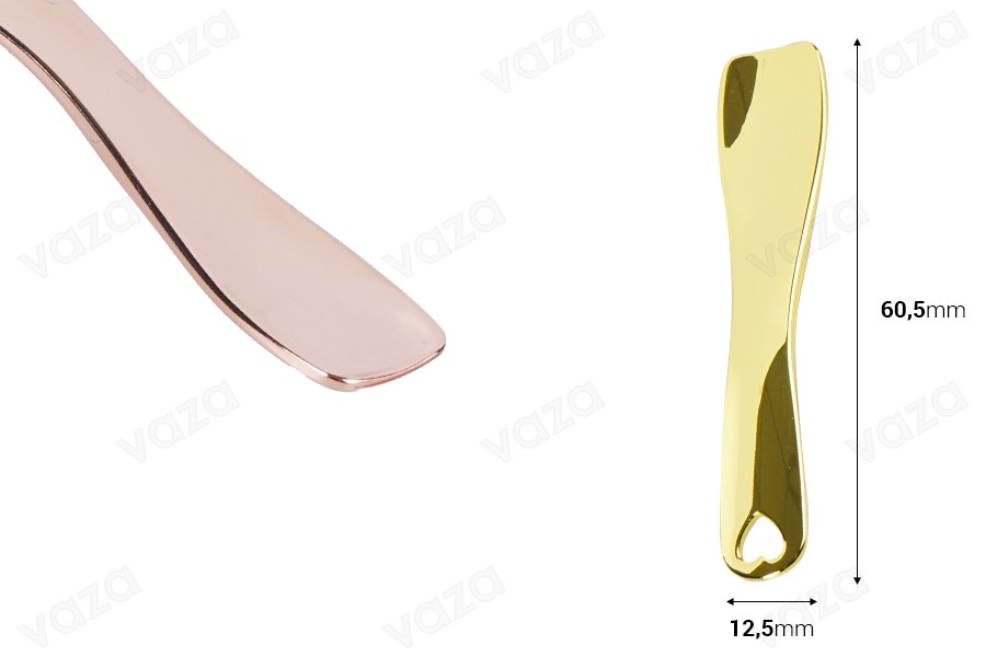 Σπάτουλα για κρέμα μεταλλική 60,5 mm σε χρυσό ή rose gold χρώμα - 6 τμχ-εικόνα_διαστάσεις