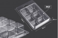 Θήκη πλαστική (PET) 6 θέσεων για τετράγωνα wax melts - 20 τμχ