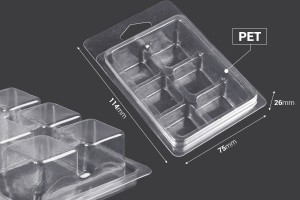Etui plastique (PET) 6 emplacements pour carrés de cire fondue - 20 pcs-εικόνα_διαστάσεις