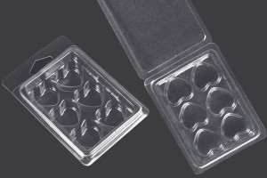 Étui en plastique (PET) 6 emplacements pour fondants en forme de coeur - 20 pcs-εικόνα_προϊοντική