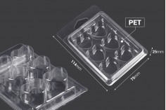 Θήκη πλαστική (PET) 6 θέσεων για wax melts σε σχήμα καρδιάς - 20 τμχ