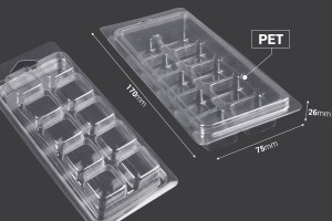 Kunststoffkoffer (PET) 10 Plätze für Quadrate aus Wachsschmelzen - 20 Stück-εικόνα_διαστάσεις