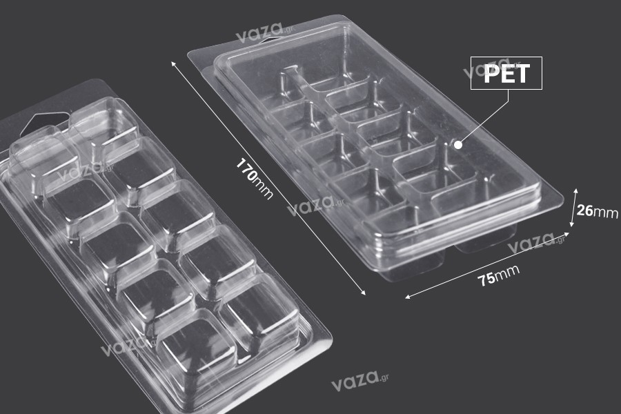 Carcasă din plastic (PET) 10 locuri pentru pătrate de ceară topită - 20 buc
