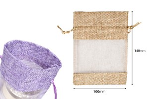 Pochette en lin 100x140 mm avec fenêtre (tulle) de différentes couleurs - 50 pcs-photo_dimensions
